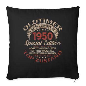 75th birthday gift vintage car September 1950 - Sofa pillowcase 17,3'' x 17,3'' (45 x 45 cm) - black - Front