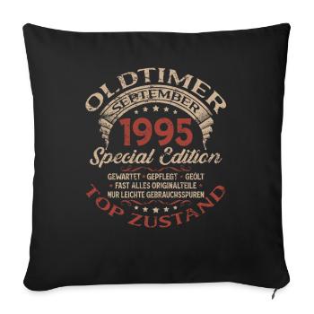 Cadeau d'anniversaire pour les 30 ans d'une voiture ancienne, septembre 1995 - Housse de coussin décorative 45 x 45 cm - noir - Devant