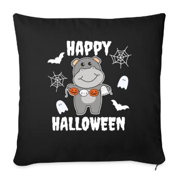 Hippo Happy Halloween Pumpkin Bat Costume - Sofa pillowcase 17,3'' x 17,3'' (45 x 45 cm) - black - Front