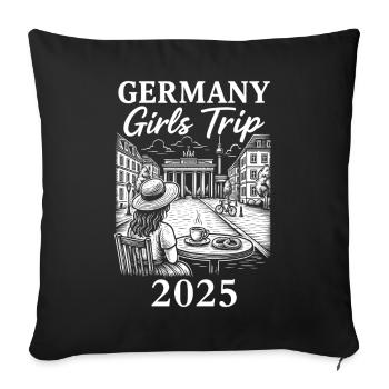 Voyage entre filles en Allemagne 2025 - Housse de coussin décorative 45 x 45 cm - noir - Devant