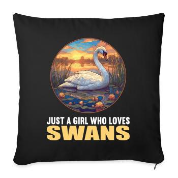 Cygnes Cygne - Housse de coussin décorative 45 x 45 cm - noir - Devant