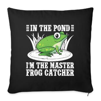 Master Frog Catcher Cartoon Design - Sofa pillowcase 17,3'' x 17,3'' (45 x 45 cm) - black - Front