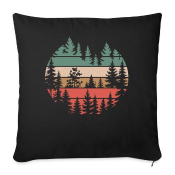 Retro forest nature silhouette trees motif hiking - Sofa pillowcase 17,3'' x 17,3'' (45 x 45 cm) - black - Front