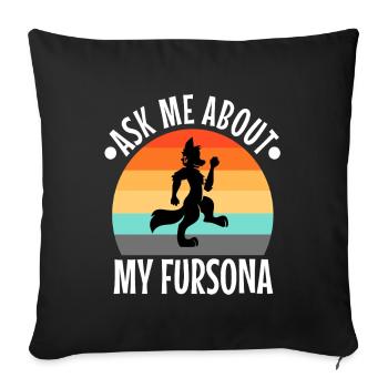 Posez-moi des questions sur mon Fursona - Housse de coussin décorative 45 x 45 cm - noir - Devant