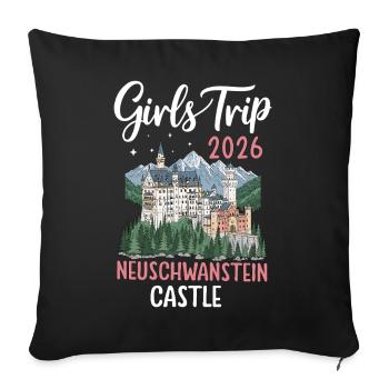 Voyage entre filles 2026 Château de Neuschwanstein - Housse de coussin décorative 45 x 45 cm - noir - Devant