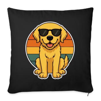 Chien décontracté avec des lunettes de soleil et un fond rétro - Housse de coussin décorative 45 x 45 cm - noir - Devant