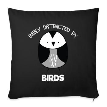 Minimalist Bird Cartoon Illustration - Sofa pillowcase 17,3'' x 17,3'' (45 x 45 cm) - black - Front