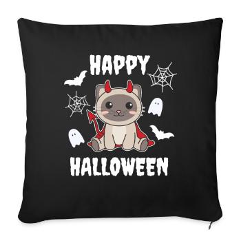 Costume de chat siamois joyeux Halloween diable - Housse de coussin décorative 45 x 45 cm - noir - Devant