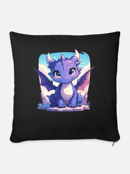 Drachen Drache - Sofakissenbezug 45 x 45 cm - Schwarz