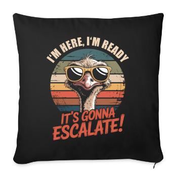 Im Here Ready Strauss Escalate Saying Party Retro - Sofa pillowcase 17,3'' x 17,3'' (45 x 45 cm) - black - Front