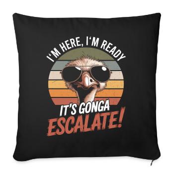 Retro Strauss I'm Here We Go It's Escalating - Sofa pillowcase 17,3'' x 17,3'' (45 x 45 cm) - black - Front