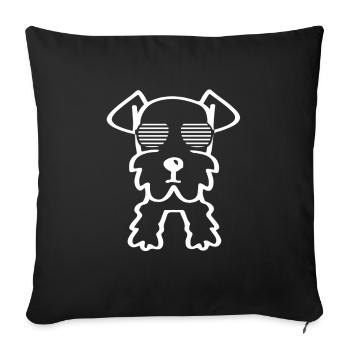Schnauzer cool avec lunettes de soleil minimaliste - Housse de coussin décorative 45 x 45 cm - noir - Devant