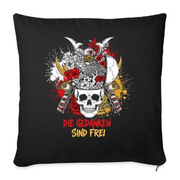 Samurai Skull Flower Art - Thoughts are Free - Sofa pillowcase 17,3'' x 17,3'' (45 x 45 cm) - black - Front