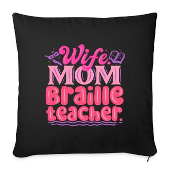 Braille Teacher Braille Dotum - Sofa pillowcase 17,3'' x 17,3'' (45 x 45 cm) - black - Front