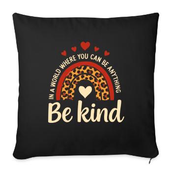 T-shirt orange « Unity Day » | T-shirt arc-en-ciel « Be Kind » - Housse de coussin décorative 45 x 45 cm - noir - Devant