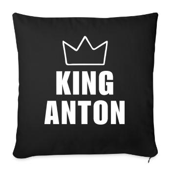 König Anton Krone Shirt – Name beginnt mit A - Sofakissenbezug 45 x 45 cm - Schwarz - Vorne