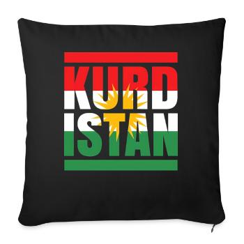 Drapeau du Kurdistan avec motif soleil - Housse de coussin décorative 45 x 45 cm - noir - Devant