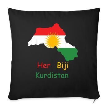 Kurdistan flag with Kurdish sun - Sofa pillowcase 17,3'' x 17,3'' (45 x 45 cm) - black - Front