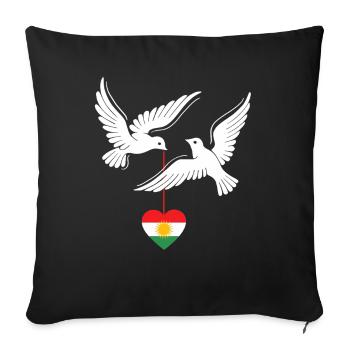 Kurdes du Kurdistan avec drapeau kurde - Housse de coussin décorative 45 x 45 cm - noir - Devant