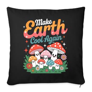 Make Earth Cool Again Champignon Kawaii Nature - Housse de coussin décorative 45 x 45 cm - noir - Devant