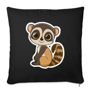 lémurien - Housse de coussin décorative 45 x 45 cm - noir - Devant