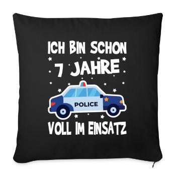 7 Geburtstag Polizei Geschenk Junge 7 Jahre - Sofakissenbezug 45 x 45 cm - Schwarz - Vorne