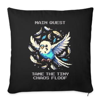 Quête principale : Apprivoiser les peluches du chaos | Perruche - Housse de coussin décorative 45 x 45 cm - noir - Devant