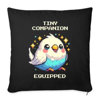 Little companion equipped | Budgie - Sofa pillowcase 17,3'' x 17,3'' (45 x 45 cm) - black - Front