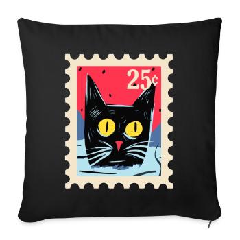 Chat astucieux comme un tampon - Housse de coussin décorative 45 x 45 cm - noir - Devant