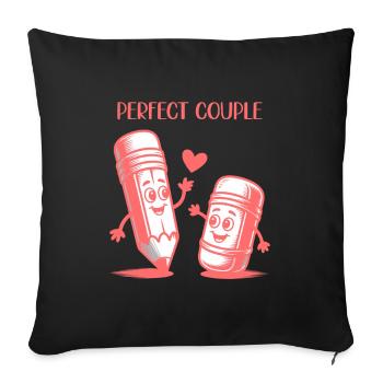 Perfect Couple Pencil And Eraser Drawing - Sofa pillowcase 17,3'' x 17,3'' (45 x 45 cm) - black - Front