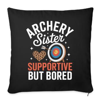 Tir à l'arc disant sœur tir à l'arc - Housse de coussin décorative 45 x 45 cm - noir - Devant