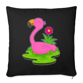 Fleur de flamant rose - Housse de coussin décorative 45 x 45 cm - noir - Devant