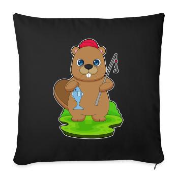 Pêche au castor - Housse de coussin décorative 45 x 45 cm - noir - Devant