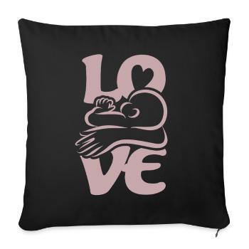 Baby Drinking Breastfeeding Mom LOVE - Sofa pillowcase 17,3'' x 17,3'' (45 x 45 cm) - black - Front