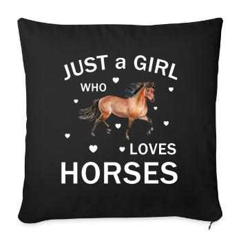 T-shirt Just a Girl Loves Horses - Housse de coussin décorative 45 x 45 cm - noir - Devant