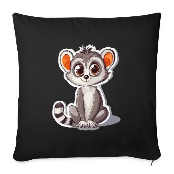 lémurien - Housse de coussin décorative 45 x 45 cm - noir - Devant