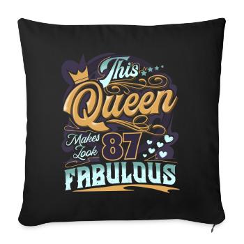 87e anniversaire Reine Femmes - Housse de coussin décorative 45 x 45 cm - noir - Devant