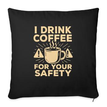 Illustration humoristique sur la sécurité du café - Housse de coussin décorative 45 x 45 cm - noir - Devant