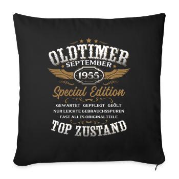 70. Geburtstag Geschenk Oldtimer September 1955 - Sofakissenbezug 45 x 45 cm - Schwarz - Vorne