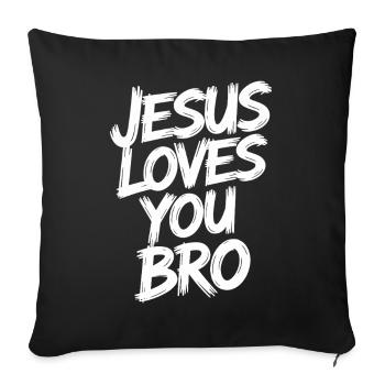Jésus t'aime frère Message chrétien moderne - Housse de coussin décorative 45 x 45 cm - noir - Devant