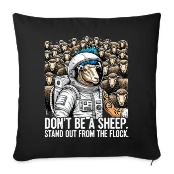 Ne sois pas un mouton - Astronaute Schaf Punk - Housse de coussin décorative 45 x 45 cm - noir - Devant