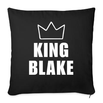 T-shirt pour homme avec le nom Blake King Crown pour la fête des pères - Housse de coussin décorative 45 x 45 cm - noir - Devant