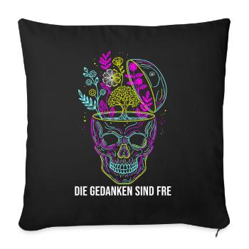Thoughts Are Free - Neon Skull - Sofa pillowcase 17,3'' x 17,3'' (45 x 45 cm) - black - Front