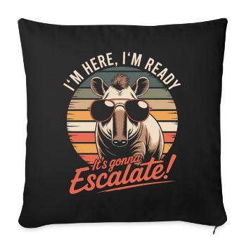 Retro Tapir I'm Here We Go It Escalates Anyway - Sofa pillowcase 17,3'' x 17,3'' (45 x 45 cm) - black - Front