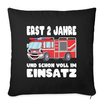 2 Geburtstag Feuerwehr Geschenk Junge 2 Jahre - Sofakissenbezug 45 x 45 cm - Schwarz - Vorne