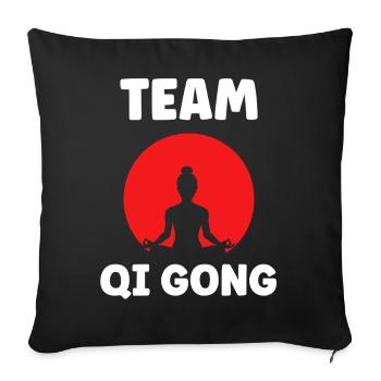 Design Qi Gong Équilibre Zen - Housse de coussin décorative 45 x 45 cm - noir - Devant