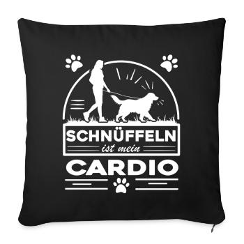 Mantrailing - Schnüffeln ist mein Cardio - Sofakissenbezug 45 x 45 cm - Schwarz - Vorne