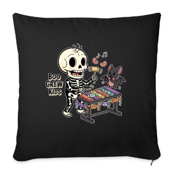Skeleton with xylophone and bat - Sofa pillowcase 17,3'' x 17,3'' (45 x 45 cm) - black - Front
