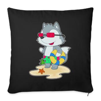 Wolf Strand Swim Ring Summer - Sofa pillowcase 17,3'' x 17,3'' (45 x 45 cm) - black - Front