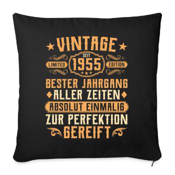 Millésime 1955 Année de naissance - 70e anniversaire - Housse de coussin décorative 45 x 45 cm - noir - Devant